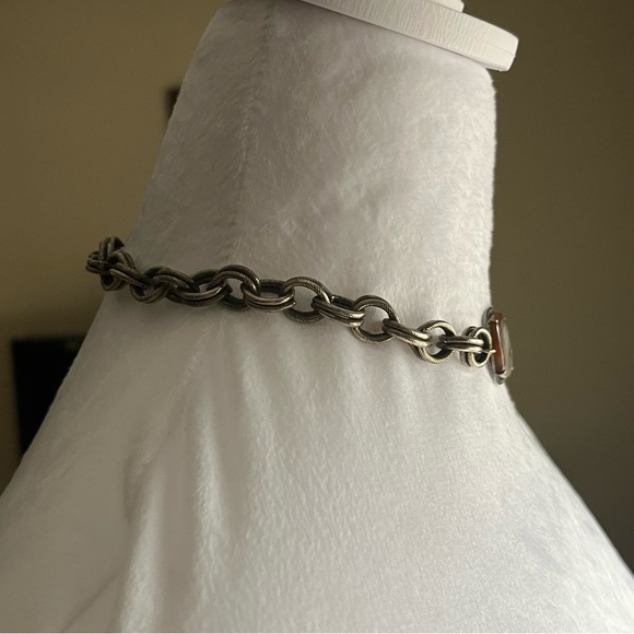 ❌SOLD❌ Vintage SuZy T Designs Banded Agate Choker with Magnet Closure Silver - Picture 2 of 9